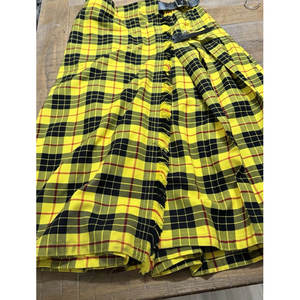 Jupe écossaise classique en tartan jaune vif sur mesure pour femmes, longueur maxi, fabrication OEM ODM - Product Image 5