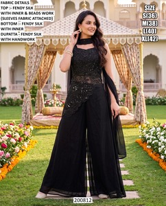 Elegant Bandhani Embroidered Silk <b>Kurta</b> with Beads Work Quick Dry Floor-Length Regular Fit <b>for</b> <b>Women</b> India Pakistan Wedding - Product Image 4