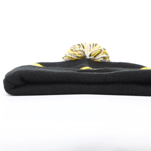 Gorro de Punto Unisex con Pompón, Gorro de Invierno a Rayas, Azul Marino, Blanco, Verde, Naranja, Informal, para Adultos, 56-58 cm - Product Image 4
