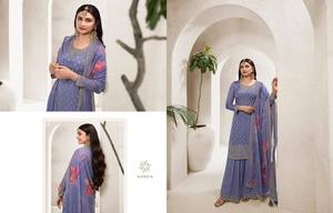 Ensemble Gharara en soie Chinon de luxe avec broderie lourde multi-fils Jari et séquence pour les fêtes et les mariages - Product Image 2