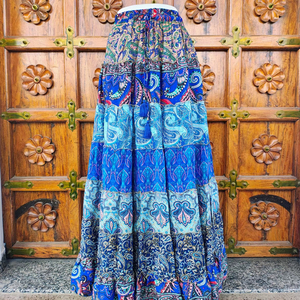 Floor-Length Satin Silk Bohemian Eco-Friendly Breathable High <b>Elastic</b> Patchwork Print Multi Color ODM Summer Wear Comfortable - Product Image 1