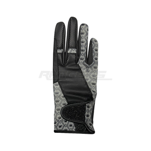 Gants d'équitation d'hiver légers en cuir noir à doigts complets, avec sangle à paillettes, antidérapants, respirants, compatibles écran tactile, personnalisables, vente en gros - Product Image 2