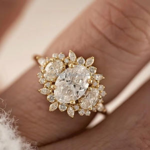 IGI/GIA Lab Grown Vintage 14k or blanc mariage/bague de fiançailles diamant taille ovale unisexe parfait anniversaire et cadeau de fête - Product Image 1