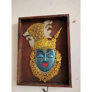 Arte Mural Artesanal del Dios Krishna, Decoración de Pared con Marco, Obra Espiritual Única para Colgar en el Hogar, Templo o Sala de Estar - Product Image 6