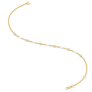 Bracelet en diamants White Stone Station avec chaîne en or jaune et design à accents ronds alternés - Product Image 3