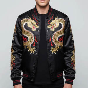 Chaqueta Sukajan de Satén de Invierno a la Moda para Hombre, con Bordado Detallado en la Parte Delantera, Ligera, Cómoda, Diseño Informal para Uso Diario - Product Image 1