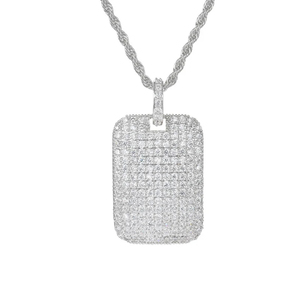 Mens Hip Hop Rhinestone Square Pendant Necklace <b>Iced</b> <b>Out</b> Bling Gold Silver Plated Crystal <b>Chain</b> Streetwear Moissanite Jewelry - Product Image 2
