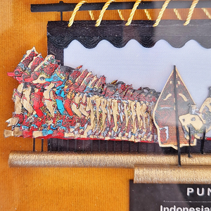 Marionetas de Sombra de Cuero Punakawan Indonesias Hechas a Mano, Caja de Sombra con Marco, Obra de Arte Cultural Tradicional, Decoración de Mesa de Oficina - Product Image 3