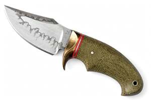 Couteau utilitaire artisanal à lame fixe en acier, avec manche en micarta, garde en laiton et entretoises rouges, vente en gros - Product Image 2