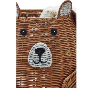 <b>Bear</b> Rattan Storage Basket with Lid Brown Woven Animal Shaped Toy Organizer Bin <b>Cute</b> Teddy <b>Bear</b> Nursery Hamper - Product Image 5
