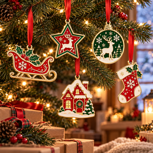 Custom <b>Christmas</b> Ornaments Metal Round Custom Design Tree Hanging <b>Decoration</b> Supplier - Product Image 1