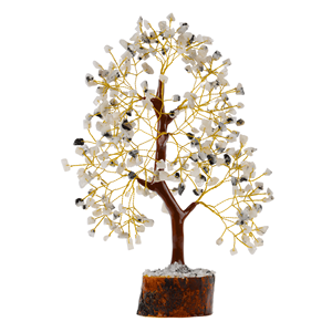 Árbol de la Vida de Cristal de Piedra Lunar Arcoíris al por Mayor con Alambre Dorado, Piedras Curativas, Decoración para el Hogar - Product Image 1
