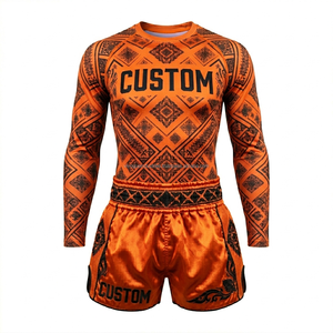 Conjunto de Pantalones Cortos de Muay Thai y Rash Guard al por Mayor, Uniforme Personalizado de Artes Marciales de Kickboxing por Sublimación, Fabricante OEM, MOQ Bajo - Product Image 1