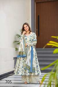 Hermoso Vestido Anarkali de Diseño Indio-Pakistaní, Tela Maslin, Bordado Elegante, para Fiestas, Bodas, Uso Casual, Ropa Tradicional para Mujer - Product Image 6