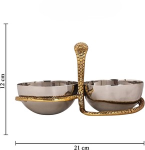 Premium Stainless Steel Serving Bowl Elegant <b>Table</b> <b>Top</b> Decorative Serving Bowl Double Bowl centerpiece home decor - Product Image 3