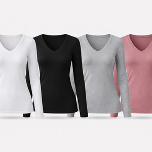 T-shirts à manches longues et col en V personnalisés pour femmes - Fournisseur OEM directement du fabricant - Product Image 1