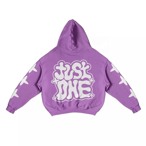 Sudadera con Capucha Extra Grande para Hombre, Negra, de Algodón, con Estampado de Estrellas en las Mangas y Logotipo en la Espalda, Estilo Casual de Otoño - Product Image 4