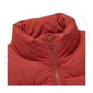 Red Quilted Jacket Women Winter Stand Collar Full Sleeve Thick Polyester Filling Zipper Closure Short Length Solid Color - Product Image 4