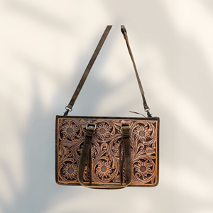 Nuevo Diseño, Gran Venta 2026, Bolso Tote de Playa Bohemio de Cuero Genuino Marrón, Bolso de Mano de Lujo Premium para Mujer con Patrón Floral y Cierre - Product Image 4