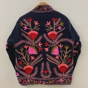 Statement Velvet Suzani Embroidered Jacket Boho Vintage Ethnic <b>Coat</b> Unique Handmade Designer Wear Wholesale Price - Product Image 3
