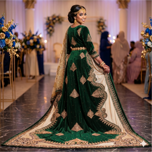 Dirac de mariage somalien de luxe marron chocolat avec broderie dorée complexe, élégance royale et raffinée, et couture haut de gamme - Product Image 4