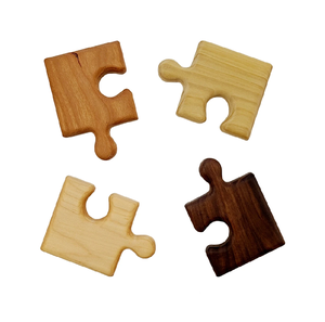 Household <b>Puzzle</b> Design Wooden Coaster Acacia Wood Tea Solid Heat Insulation Mat Table Decoration Accessory 6 Pcs At Your Budge - Product Image 5