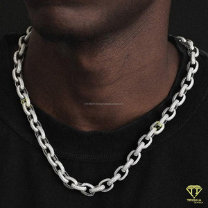 <b>Iced</b> <b>Out</b> Rolo <b>Chain</b> Moissanite Diamond in 925 Sterling Silver Heavy Chunky Hip Hop Necklace Jewelry for Men Rapper - Product Image 1