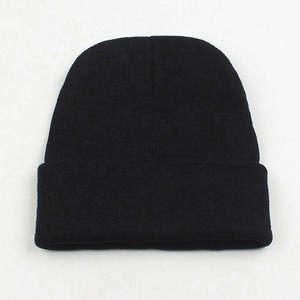 Unisex Solid Color Beanie Hat 100% Acrylic <b>Winter</b> Warm <b>Cap</b> Casual Style for Adults Black and White Knitted Hat - Product Image 5