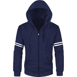 Veste zippée à capuche pour hommes, sweat-shirt en polaire de couleur unie, style streetwear décontracté - Product Image 3