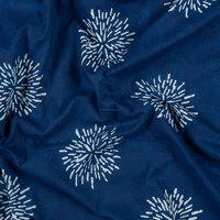 Tissu en coton biologique Indigo Blue Flower Hand Block Print Lightweight 90gsm Girls Curtains Covers Home Decor Bags Car Outdoor