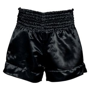 Shorts en satin noir uni à taille haute pour homme, taille élastique, style décontracté, longueur courte, tissé, 100% soie - Product Image 1