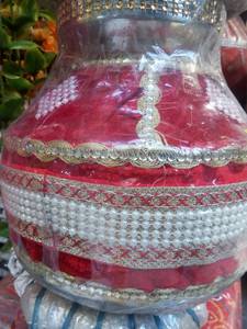 Nouvel Arrivage : Décoration Traditionnelle Rouge et Or Jago Punjabi pour Mariage, en Velours Perlé avec Miroirs – Vente en Gros, Livraison Rapide - Product Image 3