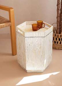 Mesa de Centro de Mosaico de Conchas Capiz con Diseño Hexagonal Único, Muebles de Lujo para Sala de Estar, Fabricante - Product Image 3