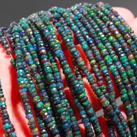 Perles Rondelles Facettées en Opale Éthiopienne Noire de Qualité Supérieure, 3-5MM, 16 Pouces, pour la Fabrication de Bijoux