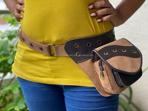 Stylish Unisex Real Handmade Suede Leather Fanny Pack Multi-Pockets Waist Hip Bags Adjustable Strap Belt Utility Waist Pack - Product Image 3