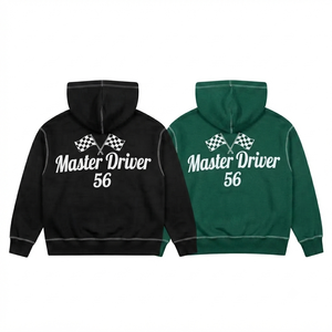Custom Full Zip Cartoon Heavyweight <b>Fleece</b> 100% Cotton Eco-Friendly <b>Lined</b> Hoodie Contrast Stitching Streetwear <b>Jacket</b> Men - Product Image 2