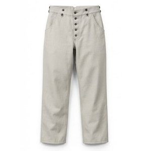 Pantalon droit en toile pour homme, style Guerre civile, avec ceinture structurée et coutures soignées - Product Image 1