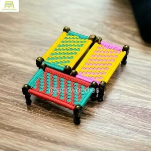 Handmade Modern <b>Stool</b> Colorful Woven Fabric Design Home Living Room Furniture Low Seat Ottoman Bone Inlay Console Ecowoodies - Product Image 3