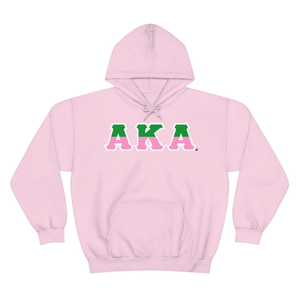 Sudadera con Capucha de Dos Tonos con Letras AKA, Sudadera de Felpa Premium, Ropa Personalizada para Hermandades Griegas, Color Rosa Claro y Verde para Mujer - Product Image 1