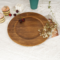 Assiettes décoratives en acrylique imitation bois à motif floral pour mariage, base de présentation pour événements, assiettes de présentation en plastique au design bois