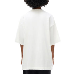 เสื้อยืดสีขาวเรียบแบบขายส่งจากโรงงาน รับออกแบบโลโก้และสกรีนลายเสื้อยืดตามสั่ง คุณภาพสูง ทรงไหล่ตก สำหรับผู้หญิง - Product Image 3