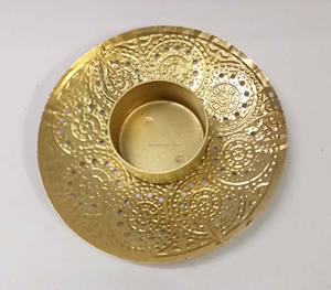 Bougeoir rond en laiton gaufrage bougeoir élégant support de lumière de thé décoratif pour la maison ou les occasions spéciales - Product Image 6