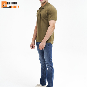 Camiseta de Golf de Manga Corta Lisa de Alta Calidad, 100% Algodón, Tejida con Logotipo Personalizado OEM, de Secado Rápido, Transpirable y sin Costuras para Hombre - Product Image 3