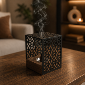 Solid Wooden Metal Oud Burner Modern Eco Friendly Arabic Bakhoor Burner Polish Finished Incense Holder Luxury <b>Eid</b> <b>Gift</b> Wholesale - Product Image 5
