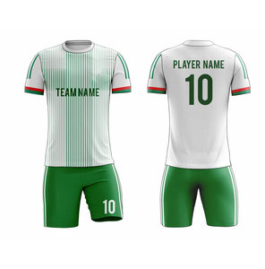 Ensemble de maillots de football personnalisés vert sublimé, col rond, manches courtes, polyester respirant, uniforme sportif pour hommes, nom de l'équipe 10 - Product Image 4