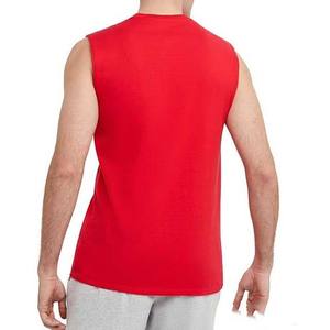 เสื้อกล้ามคอกลมแขนกุดสีแดงสำหรับผู้ชายแบบลำลองถักนิตติ้งสีทึบพอดีตัว - Product Image 2