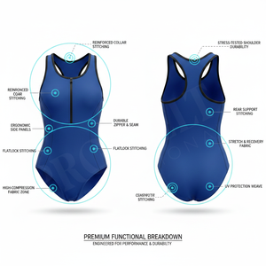 Traje de baño deportivo de una pieza con cremallera frontal para mujer, traje de baño atlético sexy con espalda cruzada para entrenamiento, surf y playa, conjunto de bikini - Product Image 2