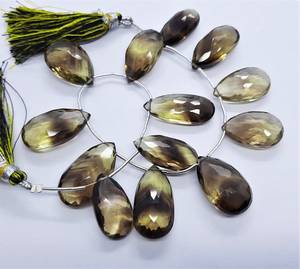 AAA Natural Bio Lemon Faceted Pear Shape Briolette 11x18-13x22MM Bio Lemon Gemstone Beads 7.5Inch Strand For Jewelry Making Bulk - Product Image 2
