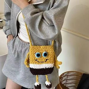 Nuevo Bolso Bandolera de Mujer a la Moda con Estampados de Animales de Bob Esponja, Tejido a Crochet - Product Image 1