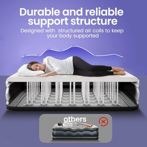 Colchón Inflable Queen con Bomba Integrada, Colchón Inflable para Invitados, Superficie Silenciosa, Cama de Aire de 18'' de Altura para Familias, Negro - Product Image 2